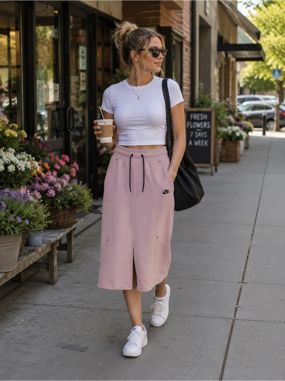 Nike Women's Skirt Blush Pink With Pockets And Drawstring Midi Length Size XS